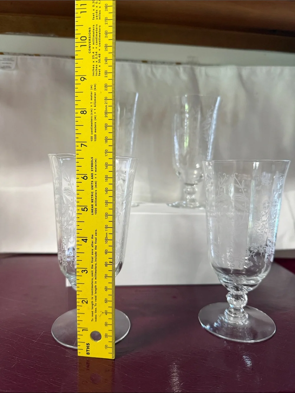 Vintage Heisey Crystal Orchid Iced Tea Glasses Set of 4 Footed